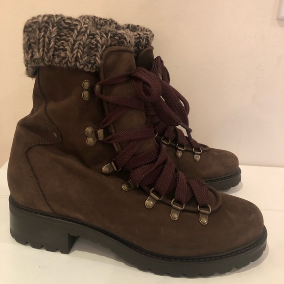 Barneys New York brown suede shearling lined boots - Picture 4 of 7